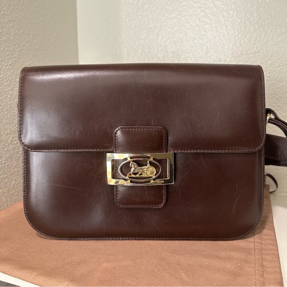 Vintage celine horse carriage box bag in Red Leather